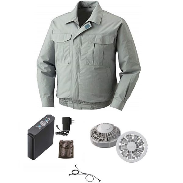 KU90550 空調服 R 綿薄手 長袖ブルゾン FAN2200G・RD9261・LIPRO2セット モスグリーン M |b04の通販は