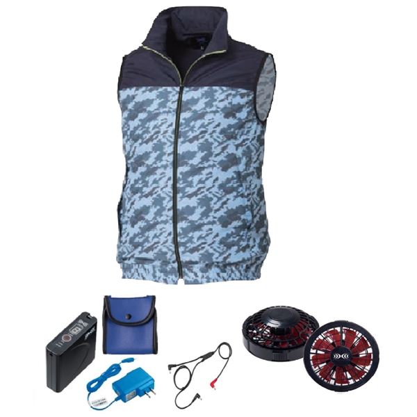 KU92020 空調服 R ポリエステル製 カジュアルベスト FAN2200BR・RD9261・LISUPER1セット ネイビー×ネイビーカモ 3L |b04の通販は 20,089円