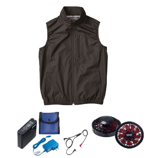 KU92140 空調服 R ポリエステル製 遮熱 タチエリ ベスト FAN2200BR・RD9261・LISUPER1セット ブラック L |b04の通販は