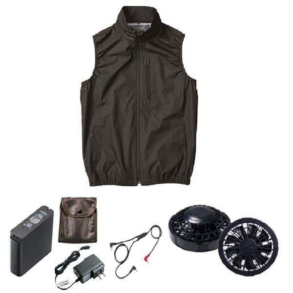 KU92140 空調服 R ポリエステル製 遮熱 タチエリ ベスト FAN2200B・RD9261・LIPRO2セット ブラック 5L |b04の通販は 13,175円