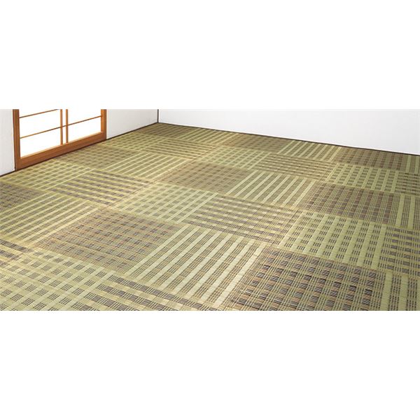 市松模様 い草花ござ/敷物 (ベージュ 江戸間4.5畳用) 折りたたみ式 抗菌防臭効果 (リビング ダイニング) |b04の通販は