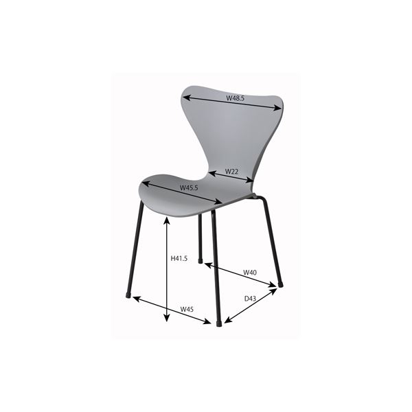 パーソナルチェア 幅49.5cm グレー 2脚セット 軽量 スチール カイルチェア 組立品 リビング ダイニング インテリア家具 |b04_5