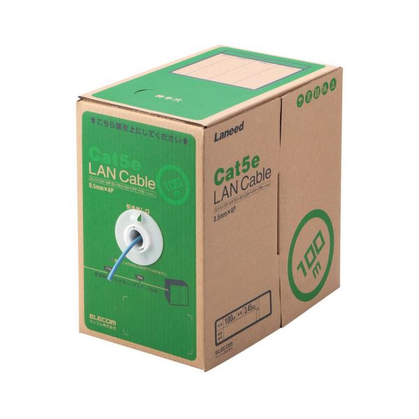 (まとめ）エレコム EU RoHS指令準拠LANケーブル(Cat5e 単線) ブルー 100m LD-CT2/BU100/RS 1箱(×3セット) |b04の通販は