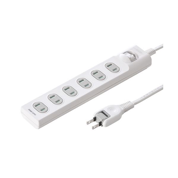 (まとめ）サンワサプライ 火災予防安全タップホコリ防止シャッター 一括集中スイッチ付 2P・6個口 ホワイト 10m TAP-TSH610SWN 1個(×3セット) |b04の通販は 19,369円