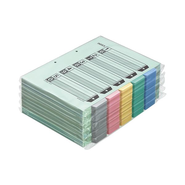 (まとめ) コクヨ カラー仕切カード(バインダーノート用) B5タテ 26穴 5色5山 シキ-50N 1セット(20組：2組×10パック) 〔×3セット〕〔代引不可〕