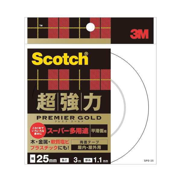 (まとめ）スコッチ 超強力両面テープ プレミアゴールド （スーパー多用途）25mm×3m 10巻(×3セット) |b04