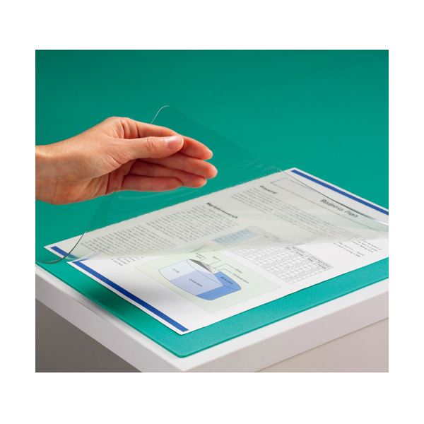 (まとめ) TANOSEE PVCデスクマット ダブル（下敷付） 600×450mm グリーン 1枚 (×10セット) |b04の通販は