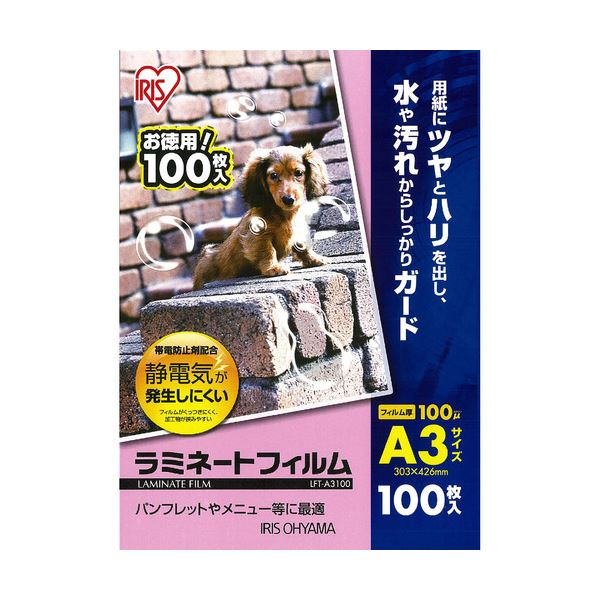 (まとめ) アイリスオーヤマ ラミネートフィルムA3 100μ LFT-A3100 1パック(100枚) (×10セット) |b04