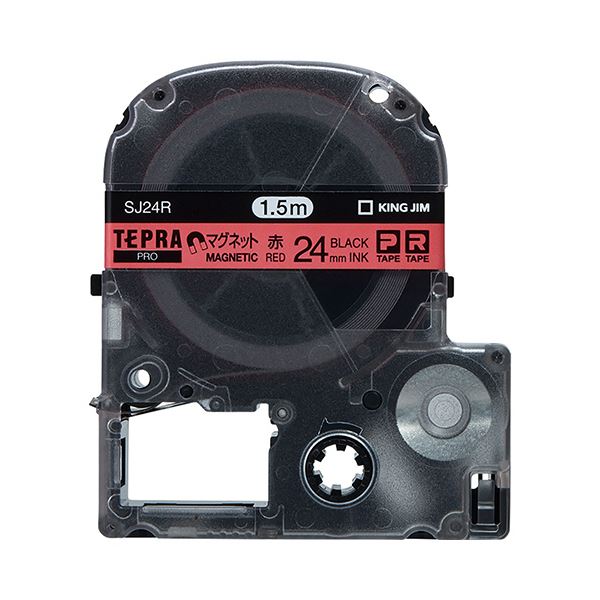 (まとめ) キングジム テプラ PRO テープカートリッジ マグネットテープ 24mm 赤／黒文字 SJ24R 1個 (×10セット) |b04の通販は