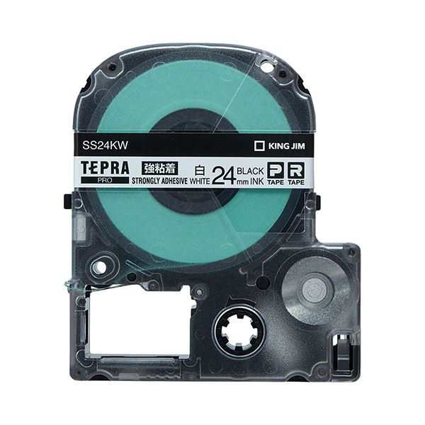 (まとめ) キングジム テプラ PRO テープカートリッジ 強粘着 24mm 白／黒文字 SS24KW 1個 (×10セット) |b04の通販は 16,247円