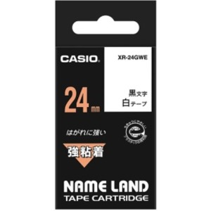 (まとめ) カシオ CASIO ネームランド NAME LAND 強粘着テープ 24mm×5.5m 白/黒文字 XR-24GWE 1個 (×10セット) |b04の通販は