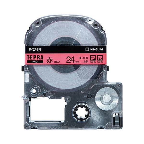 (まとめ) キングジム テプラ PRO テープカートリッジ パステル 24mm 赤／黒文字 SC24R 1個 (×10セット) |b04の通販は