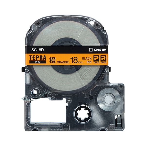 (まとめ) キングジム テプラ PRO テープカートリッジ パステル 18mm オレンジ／黒文字 SC18D 1個 (×10セット) |b04