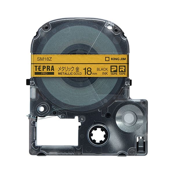 (まとめ) キングジム テプラ PRO テープカートリッジ カラーラベル（メタリック） 18mm 金／黒文字 SM18Z 1個 (×10セット) |b04の通販は
