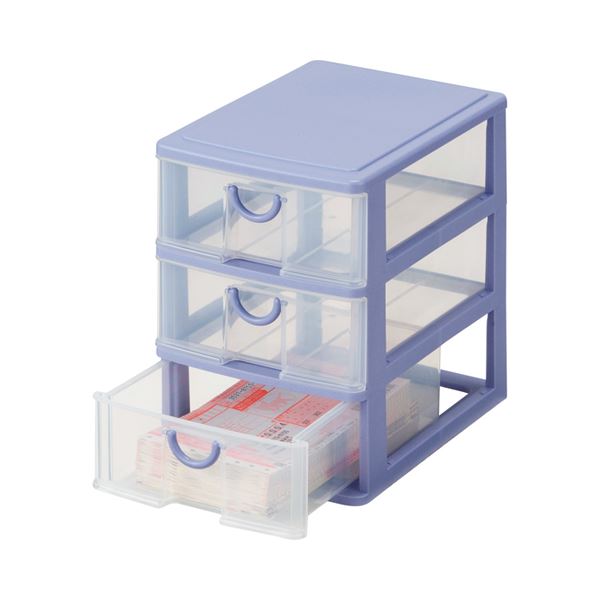 (まとめ) サンコープラスチック エルピス A5 深型3段 ストーンブルー A-530 1台 (×10セット) |b04の通販は