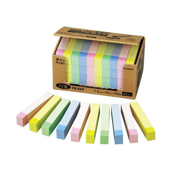 (まとめ) ニチバン ポイントメモ ビジネスパック 7.5×45mm パステルライン混色 FB-5KP 1パック(40冊) (×10セット) |b04の通販は