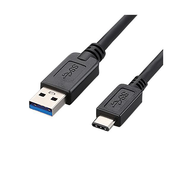 (まとめ) エレコムUSB3.1ケーブル(A-TypeC) ブラック 1.0m USB3-AC10BK 1本 (×10セット) |b04