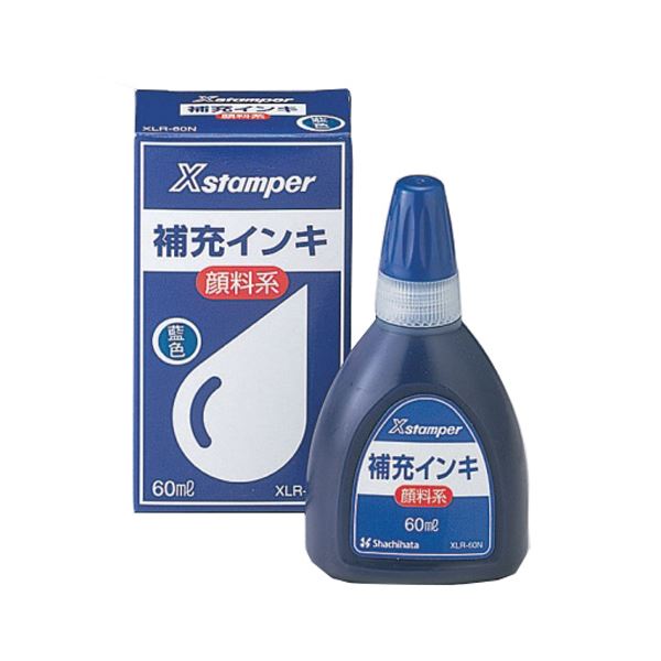 (まとめ) シヤチハタ Xスタンパー 補充インキ顔料系全般用 60ml 藍色 XLR-60N 1個 (×10セット) |b04の通販は