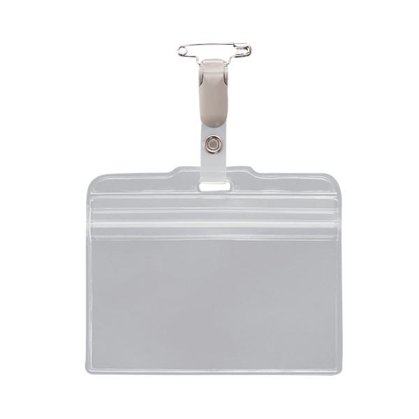 まとめ) ライオン事務器 チャック式名札 ヨコ型ソフトタイプ