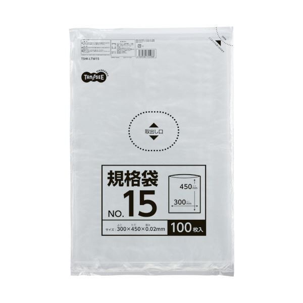 (まとめ) TANOSEE 規格袋 15号0.02×300×450mm 1セット（1000枚：100枚×10パック） (×10セット) |b04