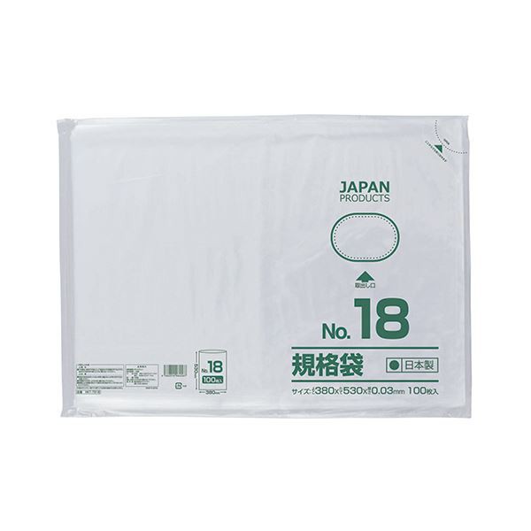 (まとめ) クラフトマン 規格袋 18号ヨコ380×タテ530×厚み0.03mm HKT-T018 1パック（100枚） (×10セット) |b04の通販は