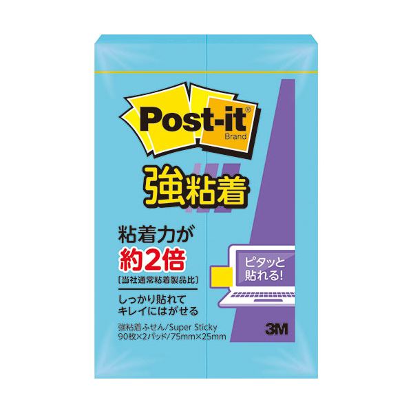 (まとめ) 3M ポストイット 強粘着ふせん 75×25mm エレクトリックブルー 500SS-B 1パック（2冊） (×30セット) |b04の通販は