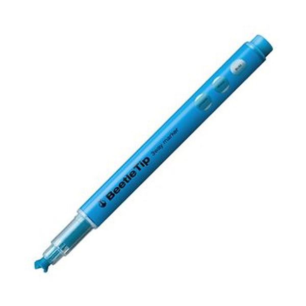 （まとめ）コクヨ スリーウェイ蛍光マーカーBeetle Tip ライトブルー PM-L301B 1セット（10本）(×10セット) |b04の通販は