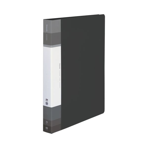 （まとめ）コクヨクリヤーブック（Glassele） 固定式・背ポケット A4タテ 60ポケット ブラック ラ-GLB60D 1セット（4冊） (×5セット) |b04