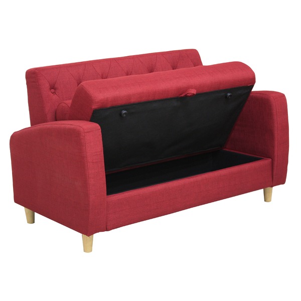 赤いファブリックソファ 2人掛け 2人掛け]コンパクトソファ｜セミ