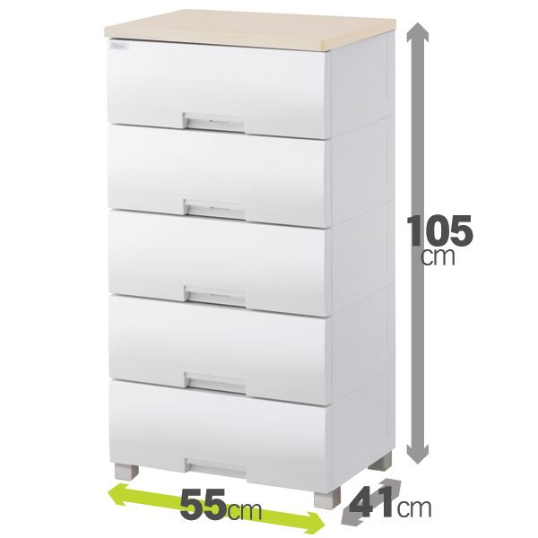 収納チェスト/収納ケース (5段/メープル) 幅55cm 『Fits フィッツプラス』 木製天板 ロック機能付き 日本製 |b04の通販は 17,937円