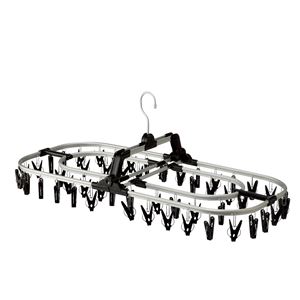 (10個セット) 洗濯物干し 洗濯ハンガー 約79×38×高さ26cm 52ピンチ ワイド ブラック アルミフレーム 二重構造 洗濯用品 |b04の通販は