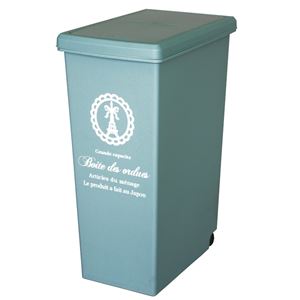 (8個セット) ゴミ箱 ダストボックス 約幅268mm 45L ブルー スライド開閉 ふた付 キャスター 袋留め付 日本製 スライドペール |b04の通販は 24,076円