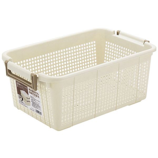 (まとめ) 積み重ね収納 バスケット/収納かご (M) アイボリー スタッキング可 クローゼット収納 (36個セット) |b04の通販は