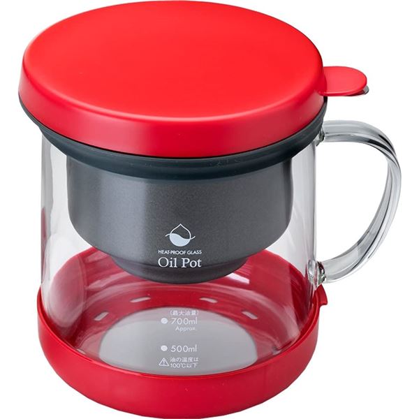 (2個セット) 高木金属工業 耐熱ガラス製 活性炭油ろ過ポット W レッド KWP-GN |b04の通販は 8,164円