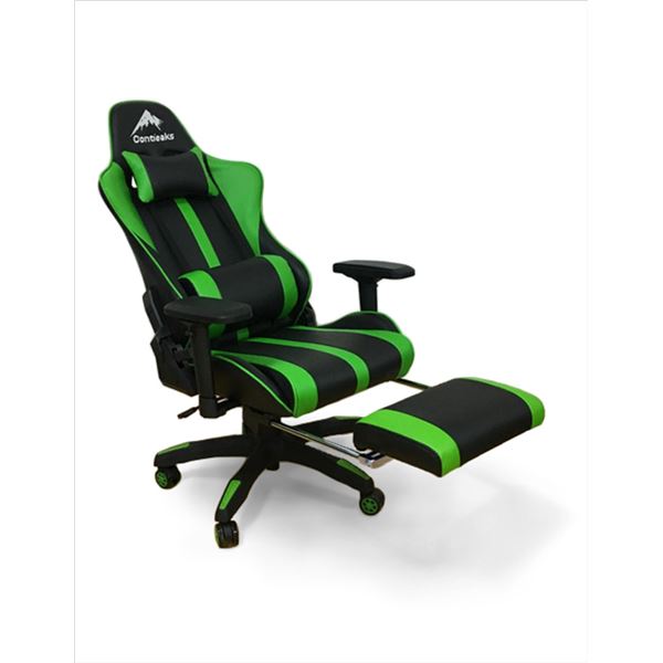 ゲーミングチェア ( オットマン付 グリーン ) リクライニング 肘付 デスクチェア パソコンチェア ルセル V2 関家具 |b04の通販は