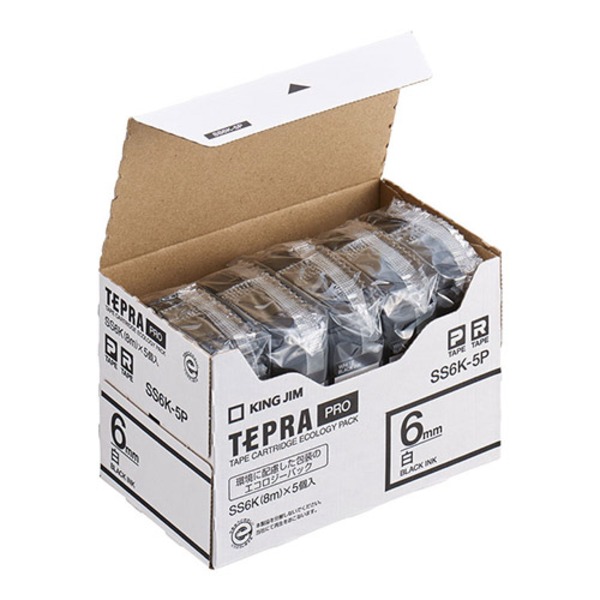 （まとめ） キングジム PROテープ SS6K-5P 白に黒文字 6mm 5個(×3セット) |b04の通販は 11,488円
