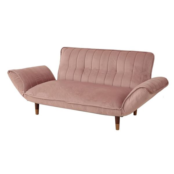 カウチ ソファー 約幅130〜168cm 2人掛け ベロア ピンク リクライニング スチールパイプ ポケットコイルスプリング 脚付き |b04の通販は