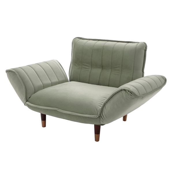 カウチ ソファー 約幅88〜127cm 1人掛け ベロア グリーン リクライニング スチールパイプ ポケットコイルスプリング 脚付き |b04の通販は 14,217円