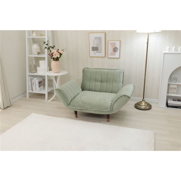 大人かわいい 割引 リクライニングソファベッド 一人掛け グリーン