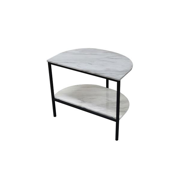 サイドテーブル ローテーブル 約幅60×奥行39×高さ50cm ホワイト マーブル調 大理石調 スチール脚 組立品 リビング ダイニング |b04の通販は 9,973円