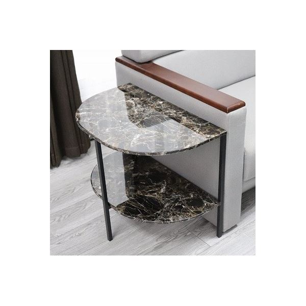 サイドテーブル ローテーブル 約幅60×奥行39×高さ50cm ブラウン マーブル調 大理石調 スチール脚 組立品 リビング ダイニング |b04の通販は 9,973円