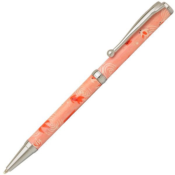 日本製 ハンドメイド ボールペン/文房具 (金魚 桃色) クロスタイプ 芯：0.7mm 美濃和紙 友禅紙 文具 オフィス用品 |b04の通販は