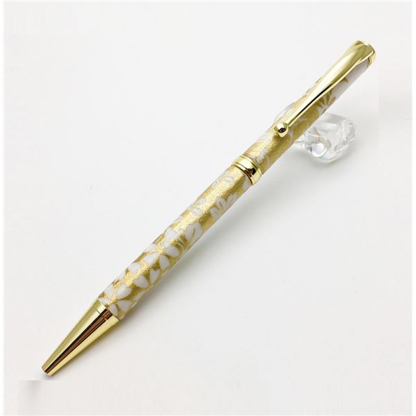 日本製 ハンドメイド ボールペン/文房具 (白箔金・七草) クロスタイプ 芯：0.7mm 美濃和紙 友禅紙 文具 オフィス用品 |b04の通販は 5,043円