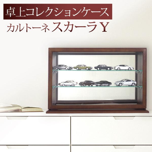 モダン コレクションケース/収納棚 (ブラウン 幅56.2cm) 内部背面：ミラー 『カルトーネスカーラYBR』 |b04