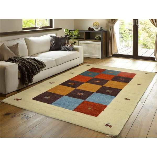 ラグマット 絨毯 約80×140cm ミックス ウール100％ 保温機能 調湿効果 オールシーズン対応 ギャッベ リビング |b04