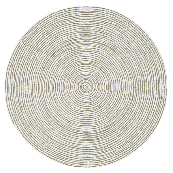 ラグマット 絨毯 直径約160cm 円形 グリーン＆ホワイト 洗える インド綿 綿100％ ホットカーペット 床暖房可 ブレイド リビング |b04の通販は