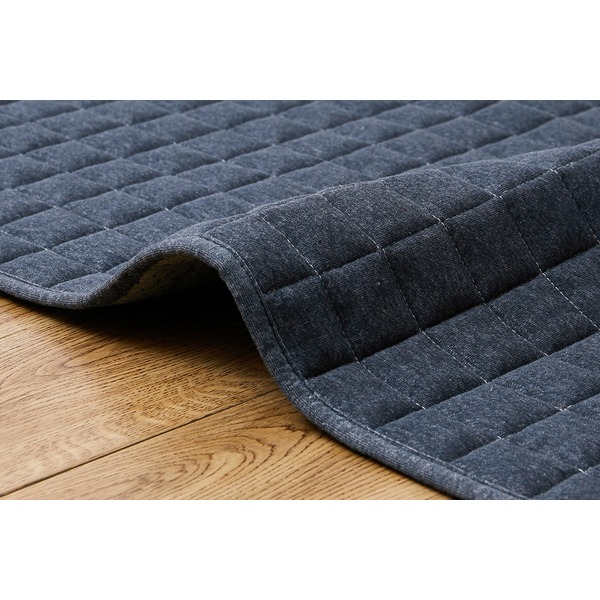 ラグマット 絨毯 約190×190cm ネイビー 滑り止め付 ホットカーペット可 オールシーズン 洗える スウェットキルトラグ リビング |b04の通販は
