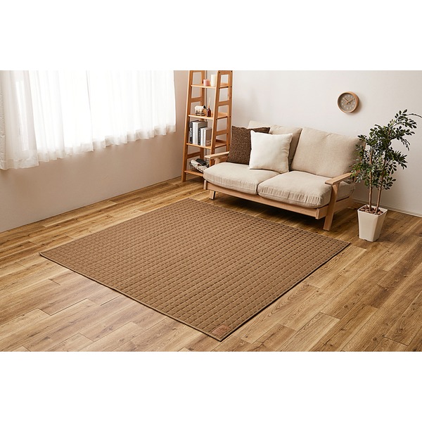 ラグマット 絨毯 約190×240cm ブラウン 滑り止め付 ホットカーペット可 オールシーズン 洗える スウェットキルトラグ リビング |b04の通販は 6,249円