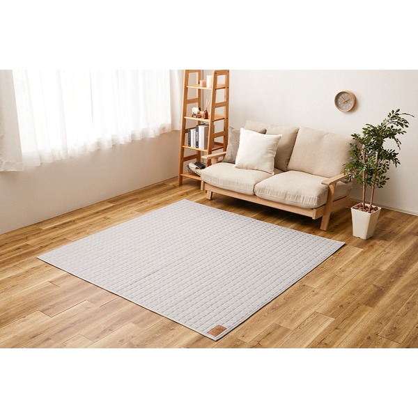 ラグマット 絨毯 約190×240cm グレー 滑り止め付 ホットカーペット可 オールシーズン 洗える スウェットキルトラグ リビング |b04の通販は