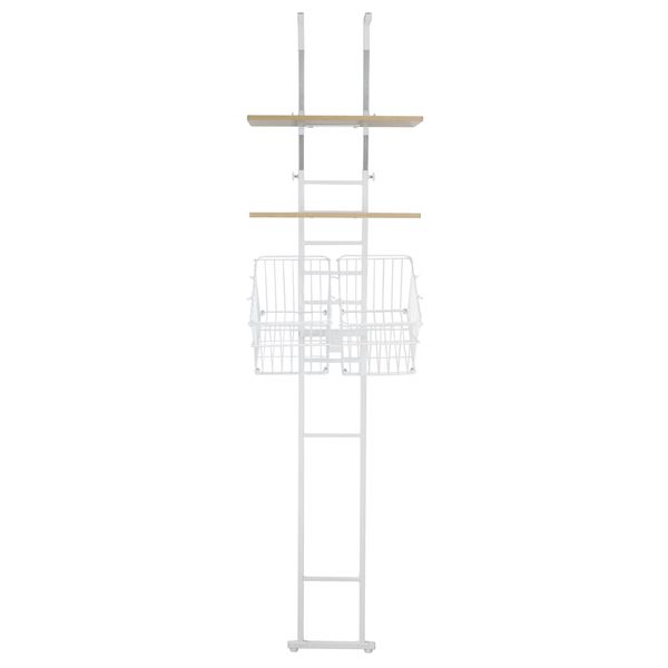 突っ張り式 洗濯機ラック/ランドリー収納 (棚2枚+バスケット2個 type ホワイト) 幅55cm スチールフレーム (組立品) |b04の通販は